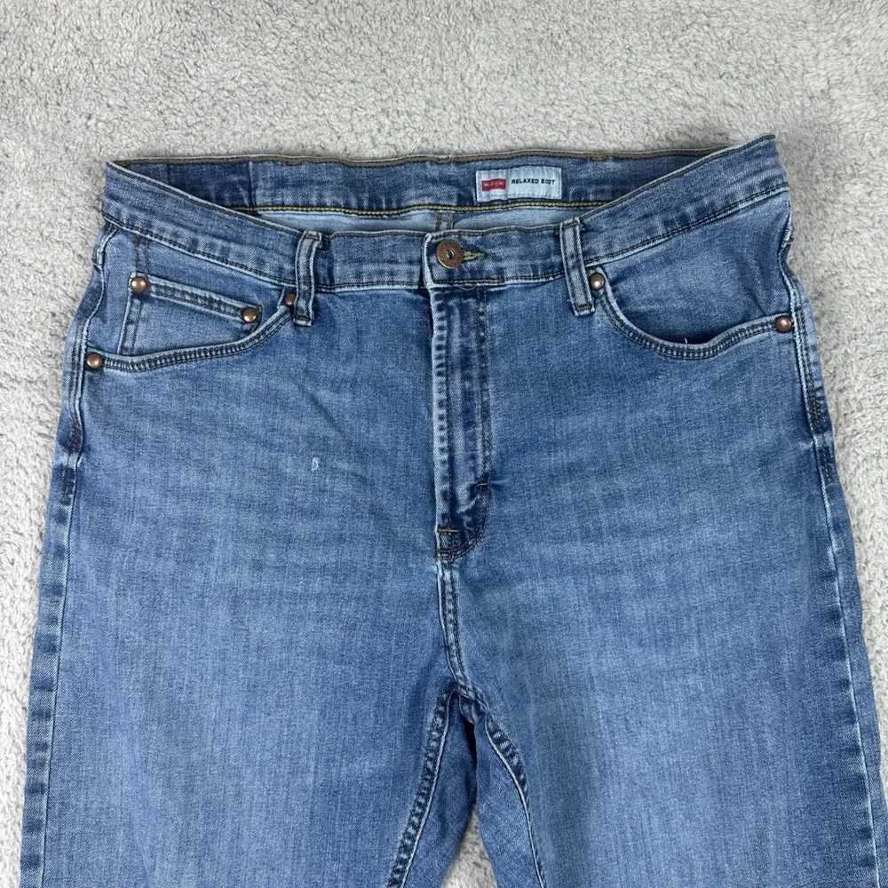 Wrangler Relaxed Boot Jeans Mens 36x34 (Fits 33x32) Blue Denim Stretch